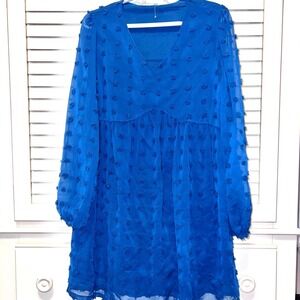 Swiss dot v-neck baby doll dress M